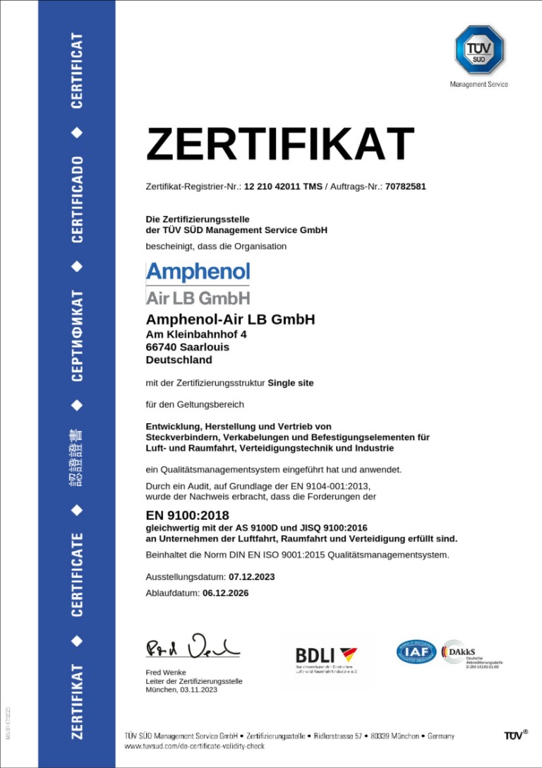 ISO 9100 | Zertifikat  T12/26