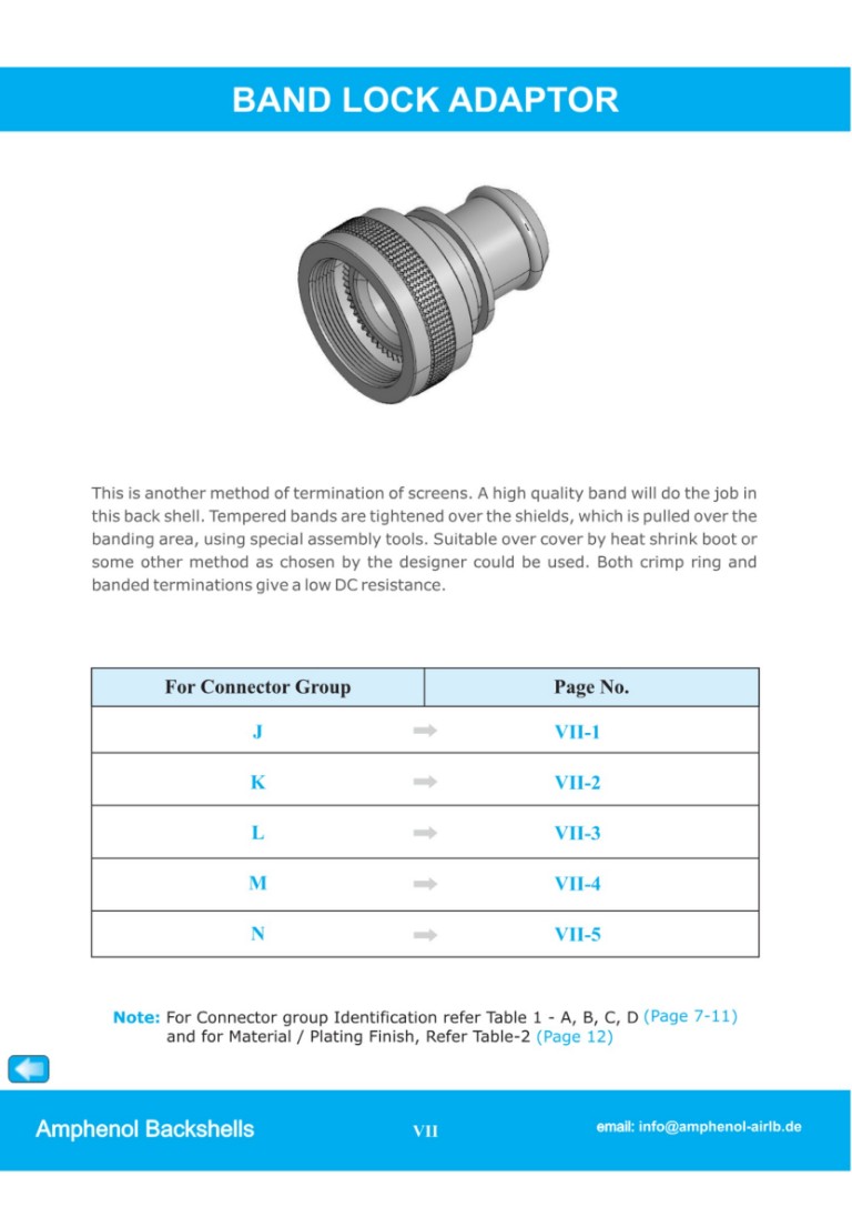 M85049 band lock adaptor | Katalogausschnitt V08/21