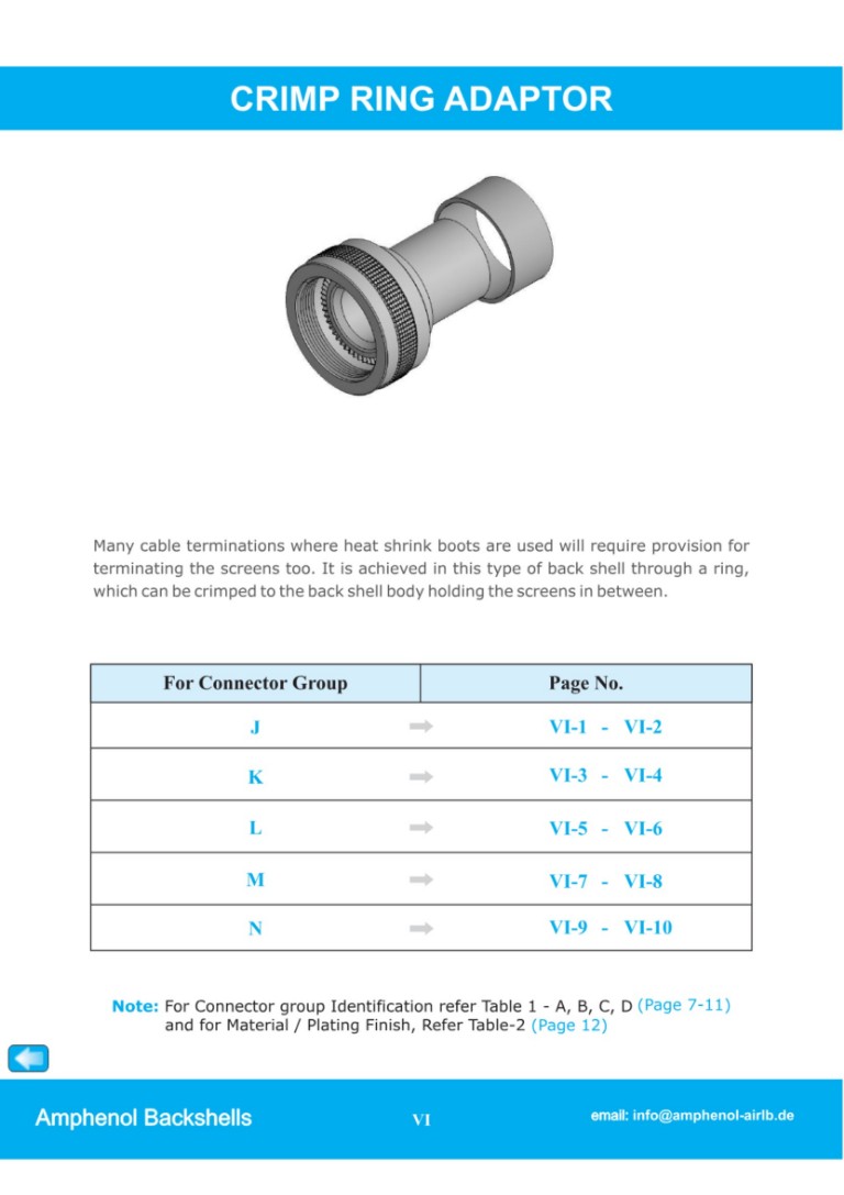 M85049 crimp ring adaptor | Katalogausschnitt V08/21