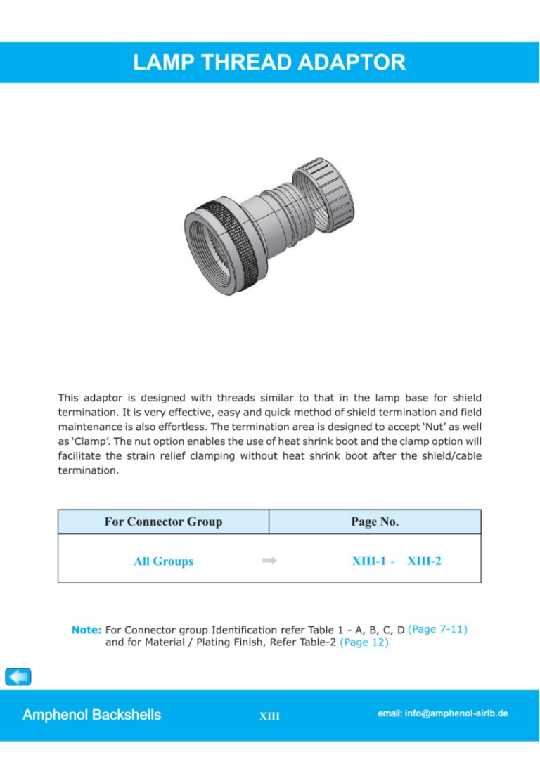 M85049 lamp thread adaptor | Katalogausschnitt V08/21