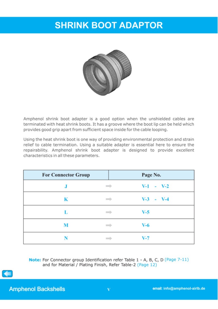 M85049 shrink boot adaptor | Katalogausschnitt V08/21