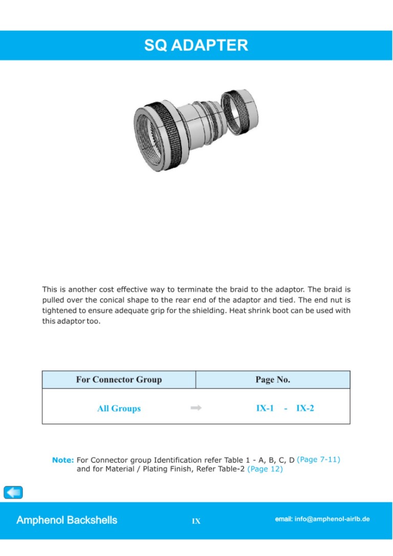 M85049 SQ adaptor | Katalogausschnitt V08/21