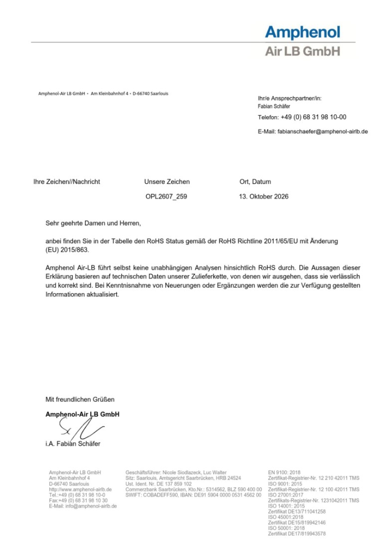 VG96940-6 / RoHS Erklärung 2026